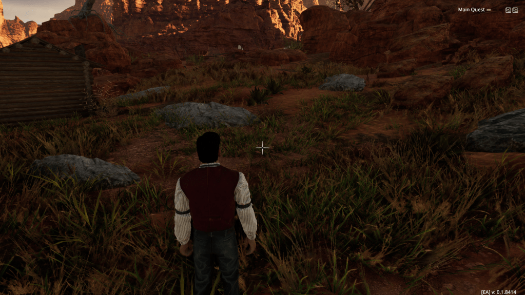 A stone resource area with lots of grey stones in the ground where you can build a stone mine.