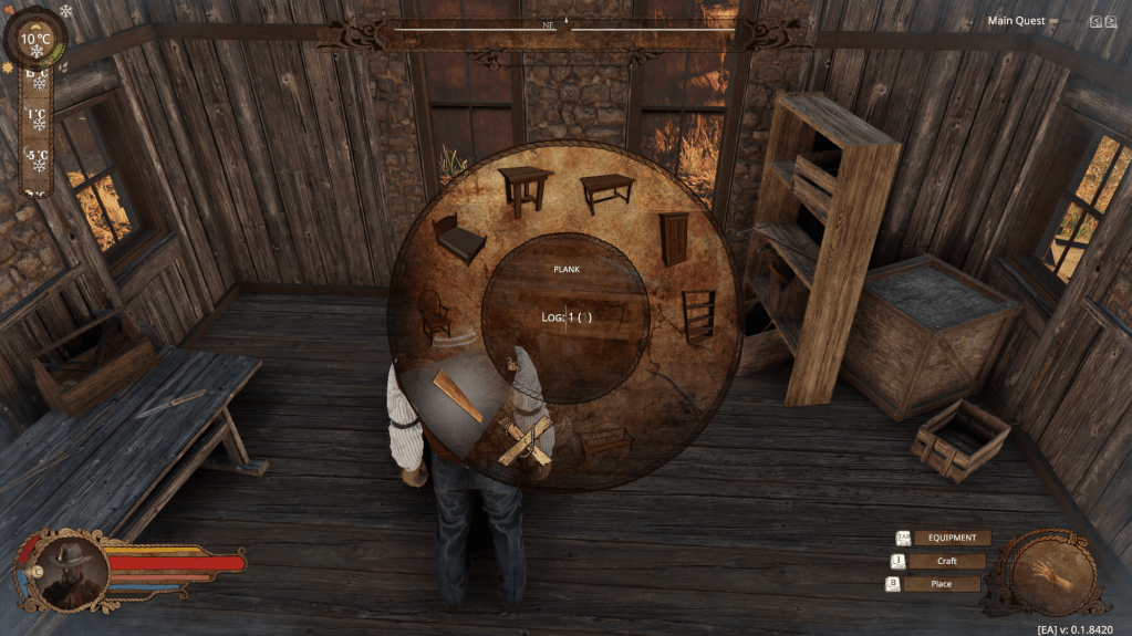 Menu showing the different furniture and resource items you can make in the workshop.