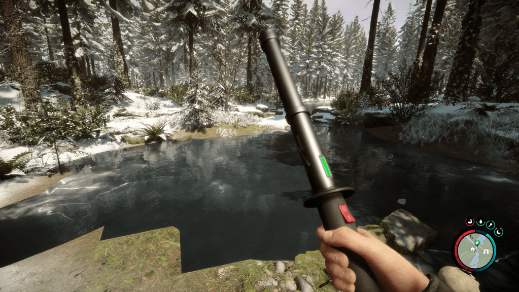 Green bars on the baton indicating its power level.