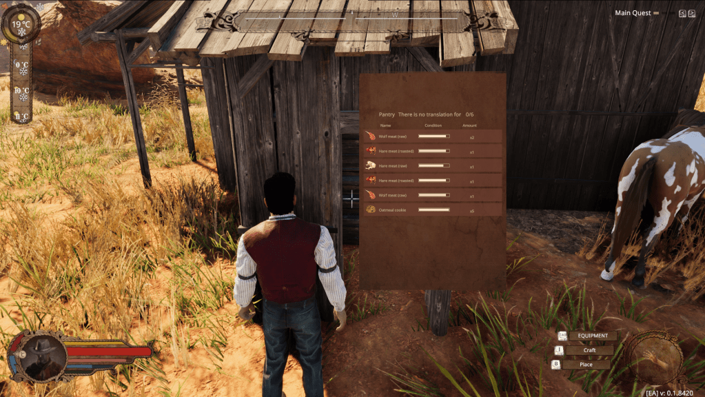 Pantry menu UI showing different food stocked in it.