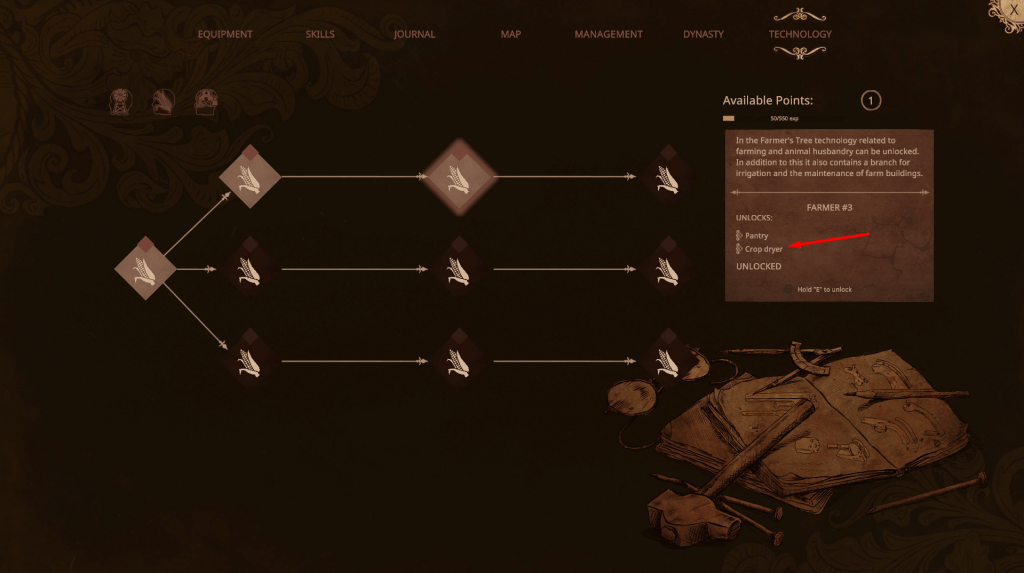 The farming tree node with the crop dryer on it.