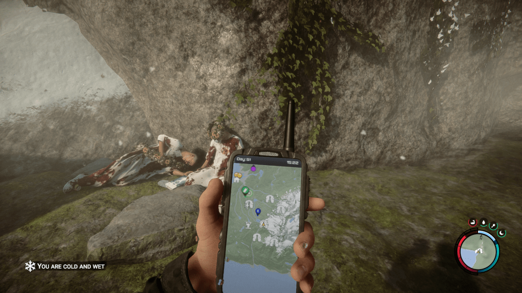 GPS showing the location of the cultist cave zoomed out.