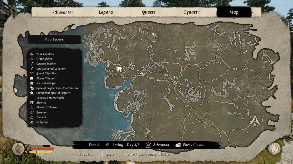 Map showing the location of the hunter.