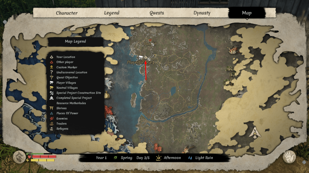 Map showing the location of the Priestess.