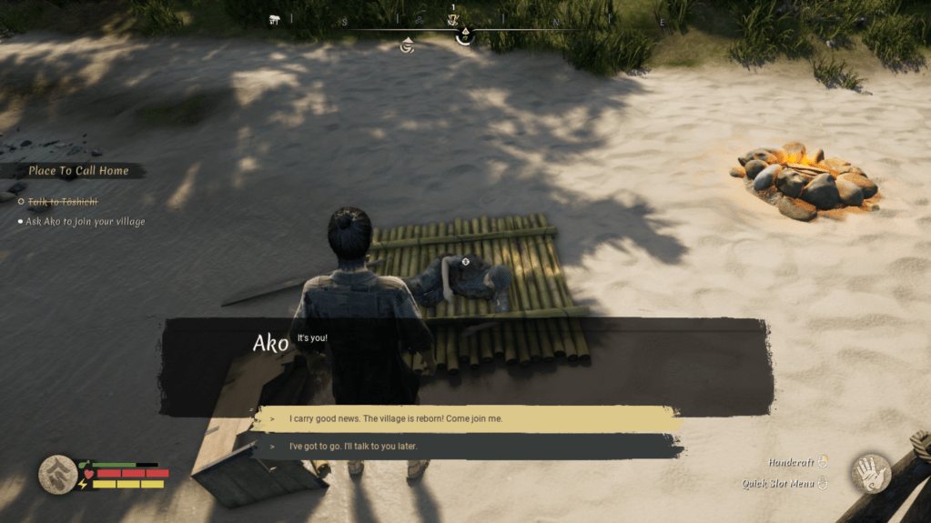 Completing a quest and inviting a villager to your village.