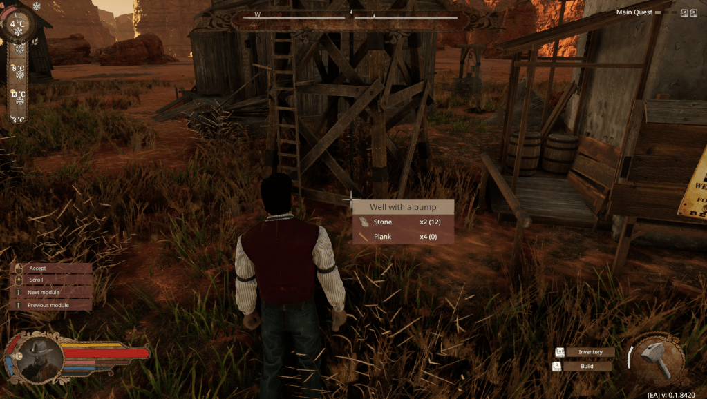 Building UI showing required resources to build the well with pump.