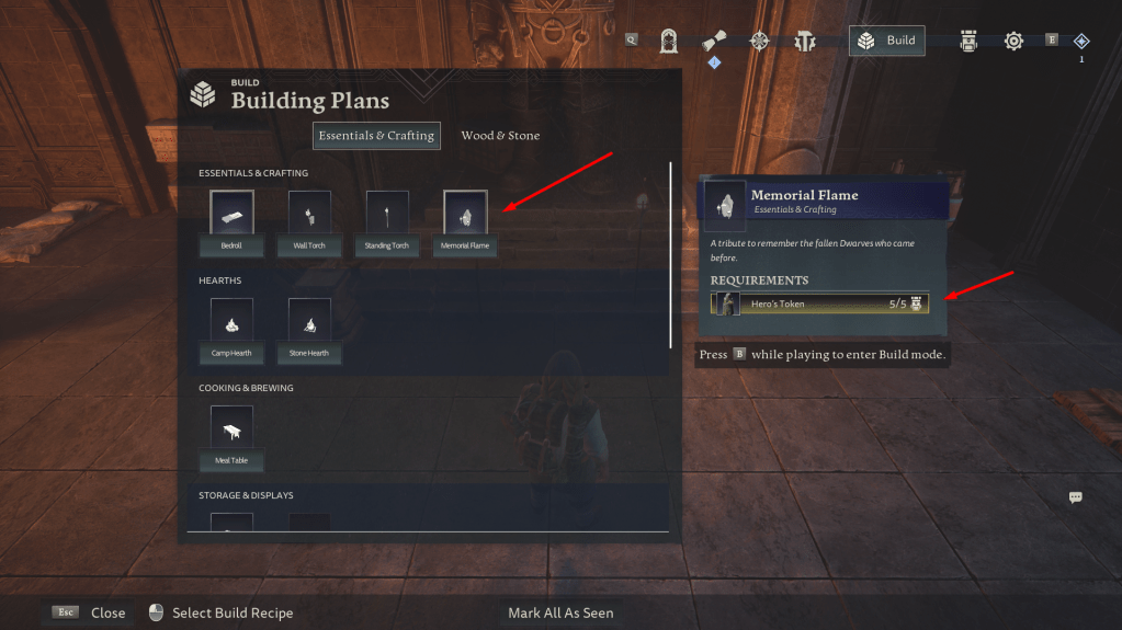 Blueprint showing the recipe for the memorial flame.