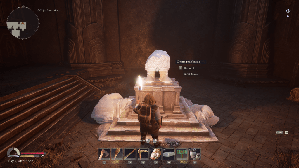How To Repair Statues and Buildings in Return to Moria Survival Game