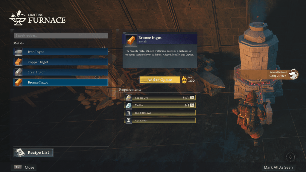 Making a bronze ingot.