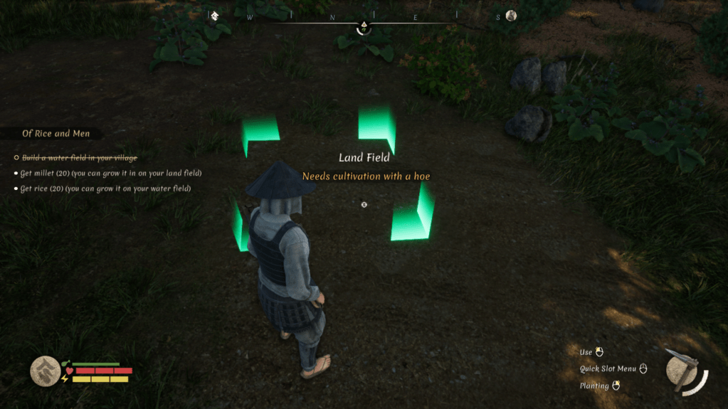 Putting down a plot of field.