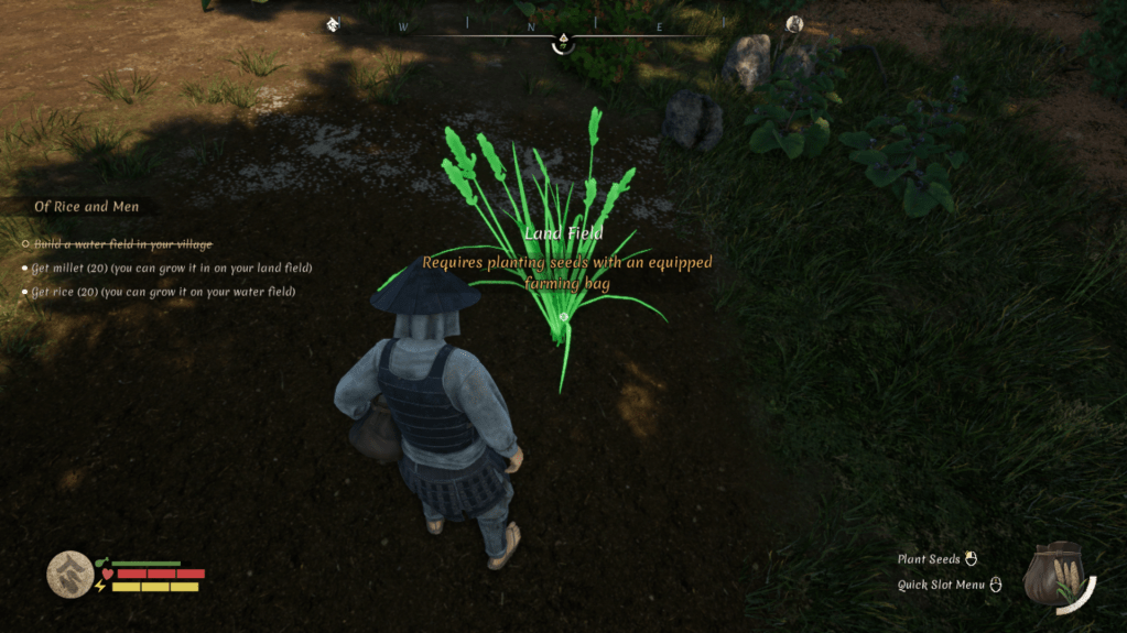 Planting seeds in the fields.