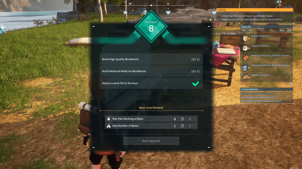 The rewards offered by the base in Palworld