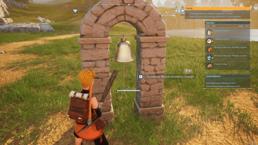 Interface for the alarm bell in palworld