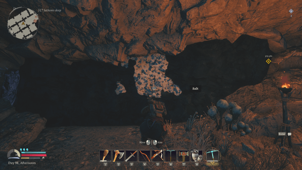 The Quarrymaster pickaxe hitting a salt ore in return to moria