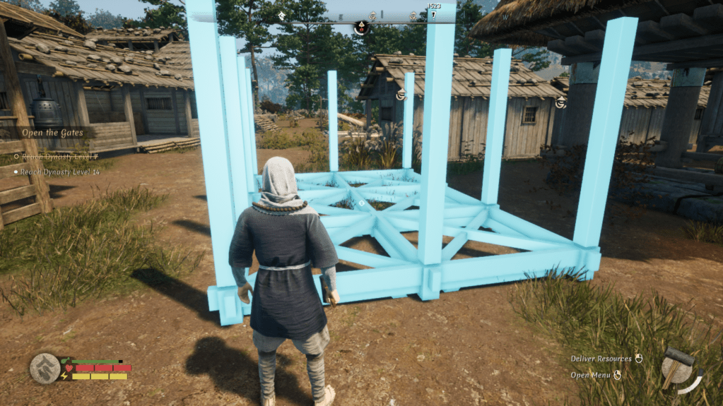 Blue building outline for  the beverage storage in sengoku dynasty