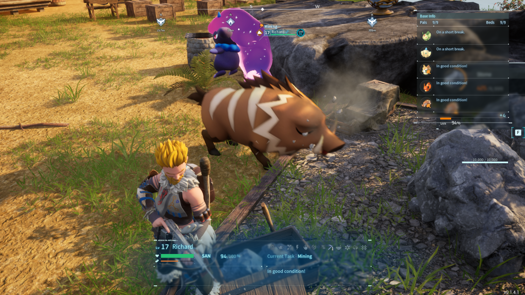 A rushoar mining stone in palworld