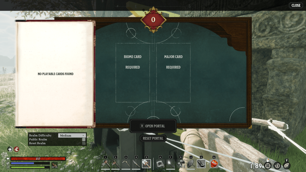 Portal UI for accepting realm cards in Nightingale