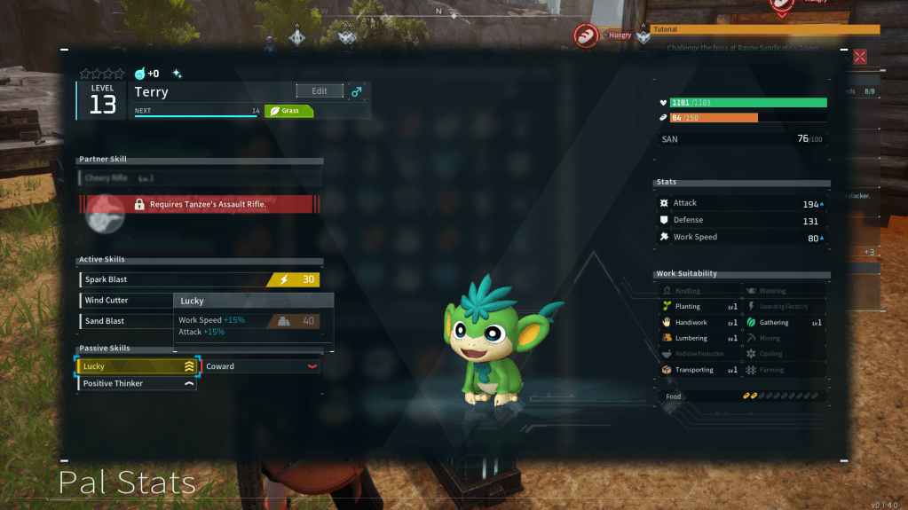 A Pal wit the Lucky skill in palworld