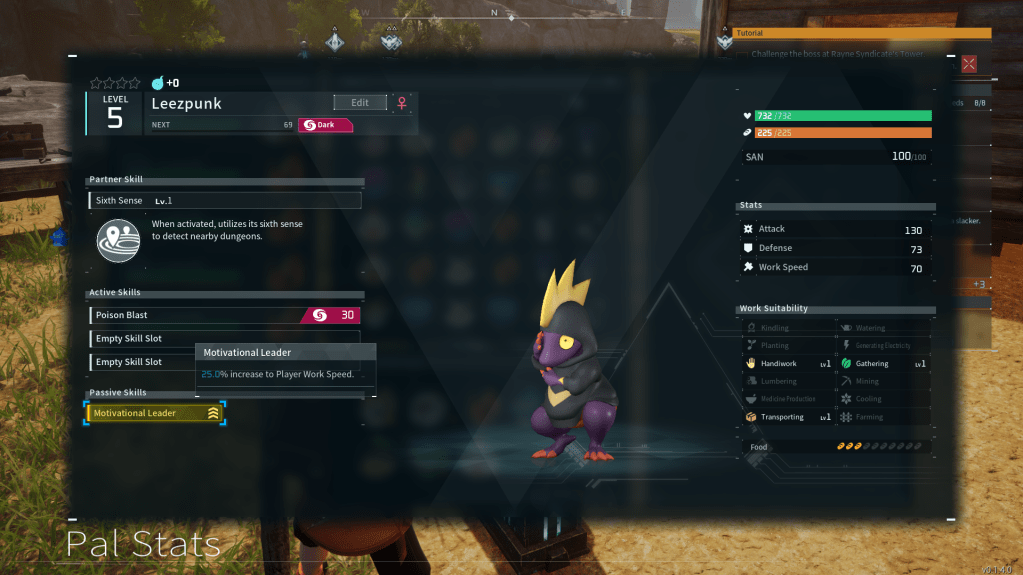 A Pal with the motivational leader skill in palworld