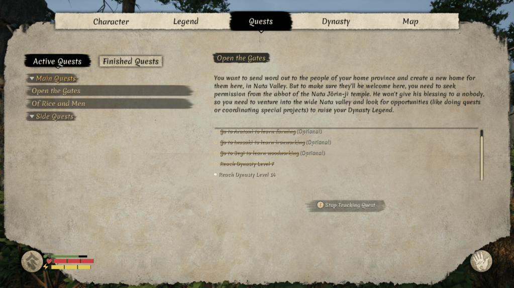 Open the Gates quest details in Sengoku Dynasty