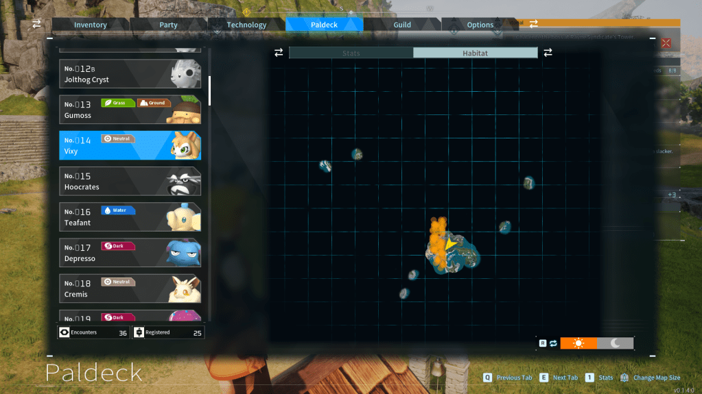 Spawn map for Vixy in palworld