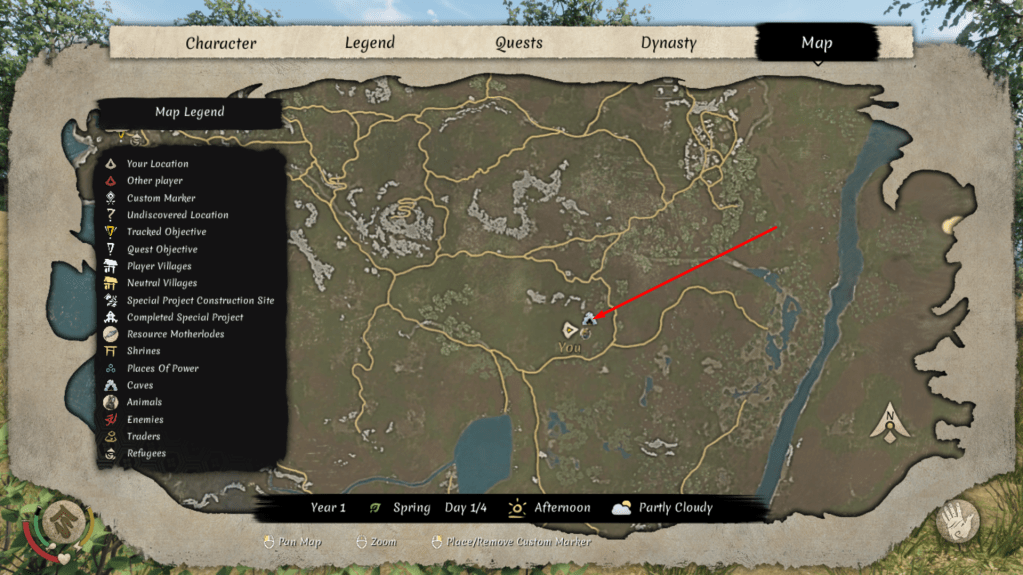 Map with arrow pointing to a base location in sengoku dynasty