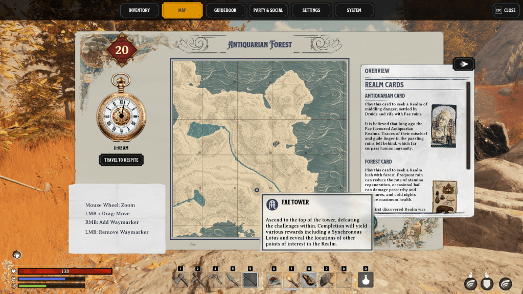 Map UI of the Fae Tower location in Nightingale